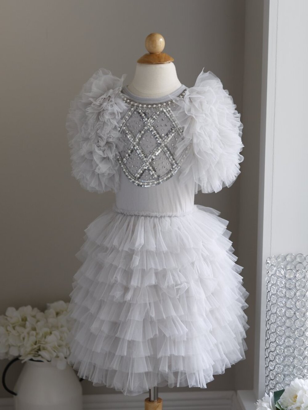 Tutu Du Monde Silver Tutu Dress Size 8-9 Daddy/Daughter Dance Portrait RARE FIND